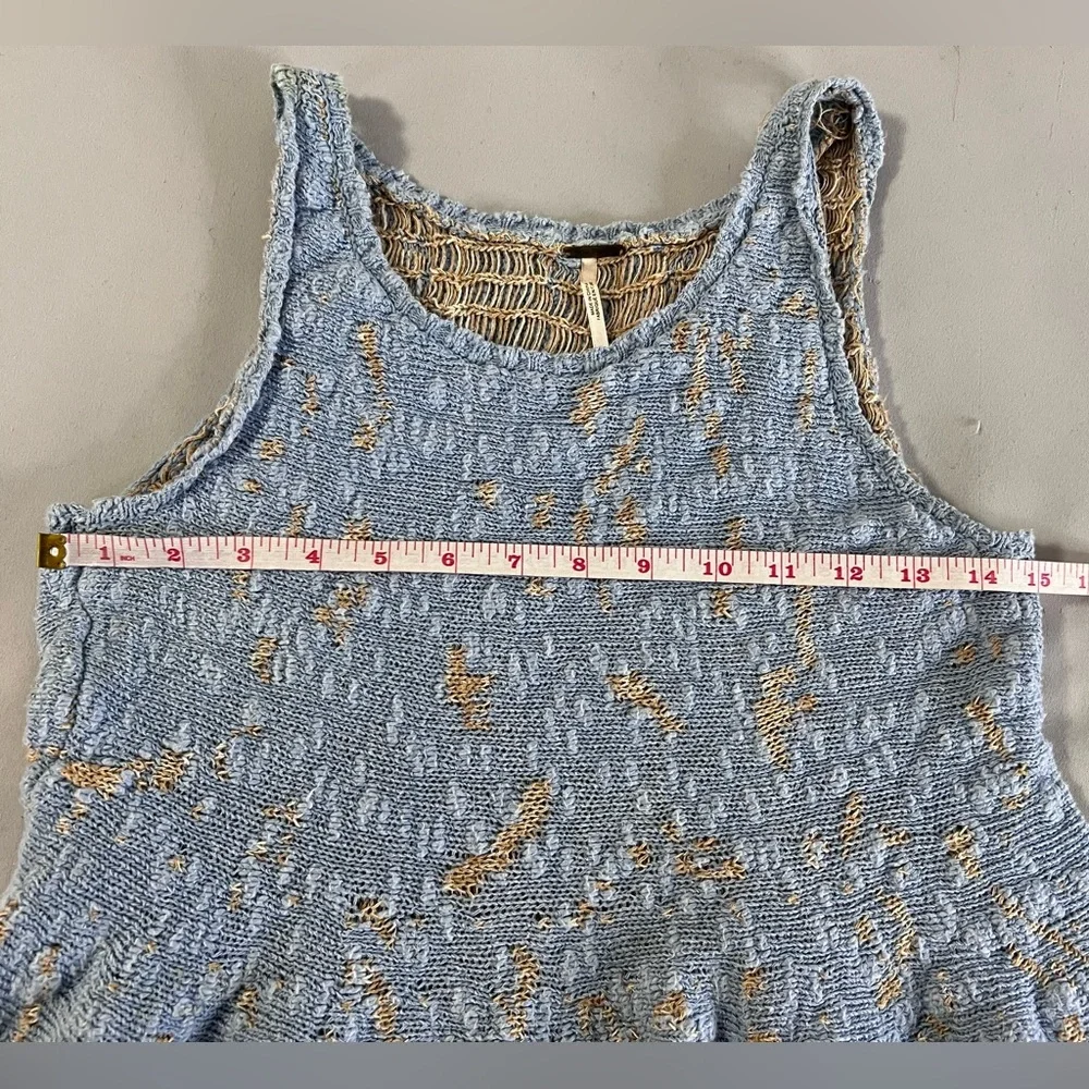 Free People Women Side By Side‎ Flared Blue Sz Small Peplum Tank Top Blouse Y2K
